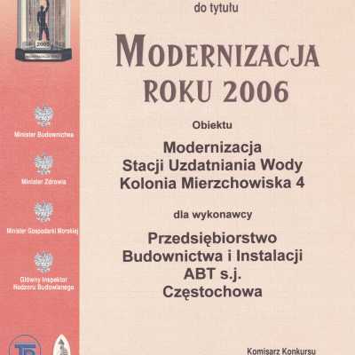Nominacja do tytułu Modernizacja roku 2006